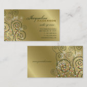  Art Boho Green Spirals Golden Profile Card Visitekaartje (Voorkant / Achterkant)