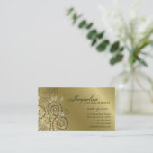  Art Boho Green Spirals Golden Profile Card Visitekaartje (Staand voorkant)