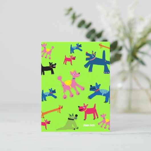 Art Briefkaart: Crazy Dogs Briefkaart (Staand voorkant)