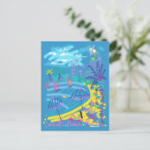 Art Briefkaart: Larvotto Beach Monaco Summer Drawi Briefkaart (Staand voorkant)