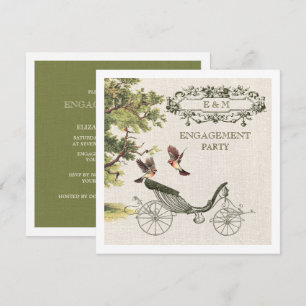 Art Burlap Texture Engagement Party Kaart