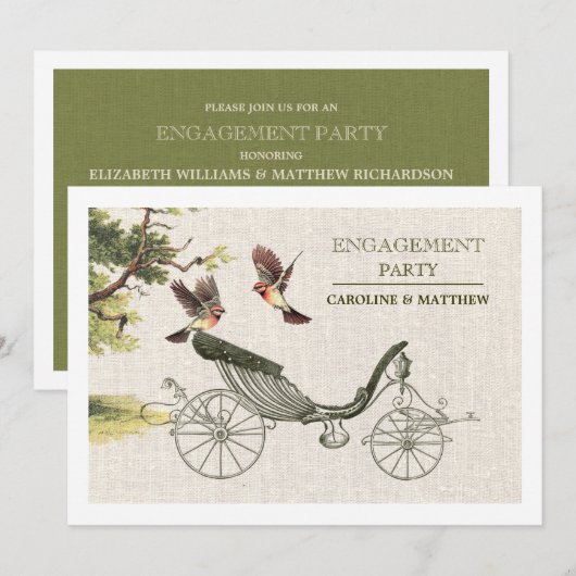  Art Burlap Texture Engagement Party Kaart (Voorkant / Achterkant)