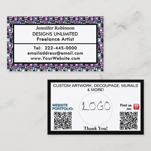 Art Business QR Code Logo ELK BEDRIJF Visitekaartje (Voorkant / Achterkant)