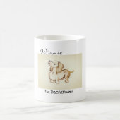 "Art by Heather" Winnie the dachshund 11oz mok (Center)