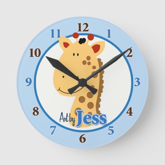Art by Jess Giraffe Clock Ronde Klok (Voorkant)