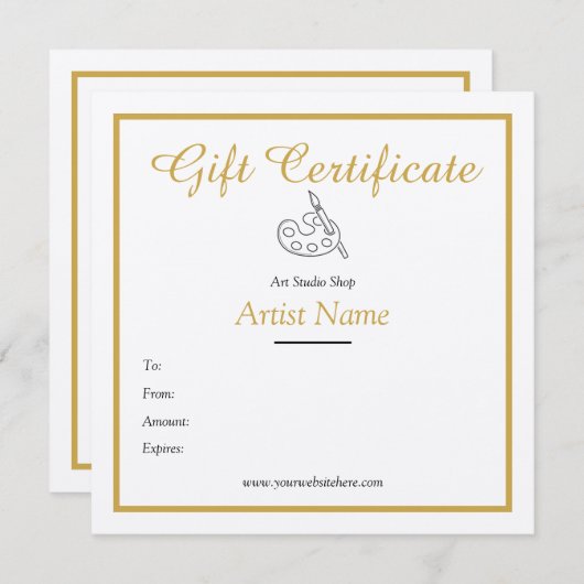 Art Cadeaubont Sjabloon in goud Kaart (Voorkant / Achterkant)