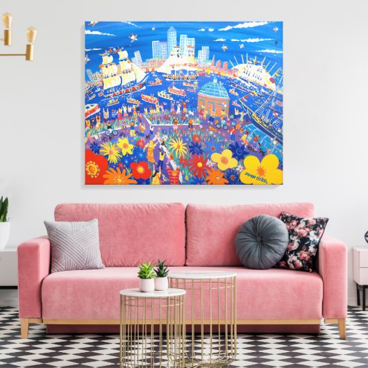 Art Canvas Print: Tall Ships at Greenwich London (Insitu (Woonkamer))