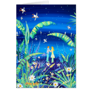 Art Card: Banana Plant Love. Lovers onder sterren