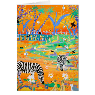 Art Card: Stripy Safari Sunset in de dierentuin. Z