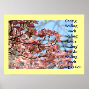Art Caring Healing Touch Hands Word Prints omlijst