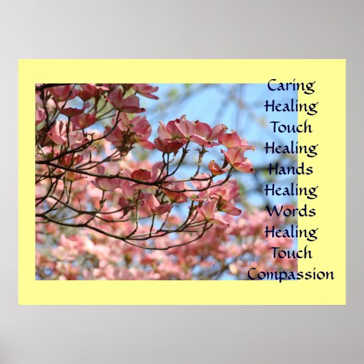 Art Caring Healing Touch Hands Word Prints omlijst (Voorkant)