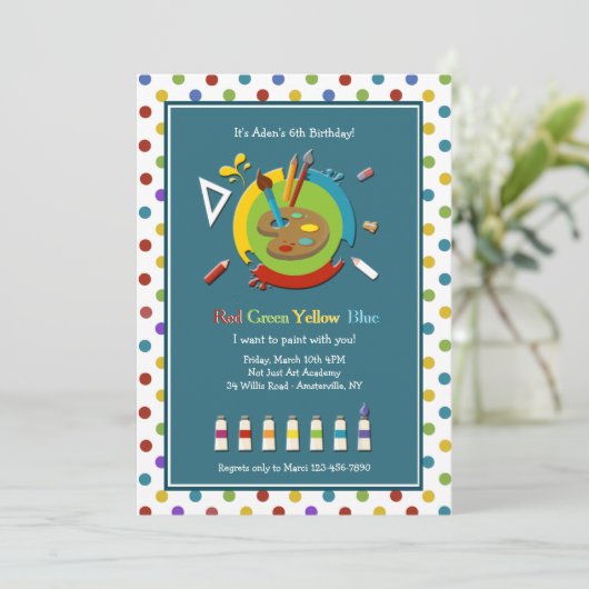 Art Class Invitation Kaart (Staand voorkant)