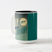 Art Coffee-Mok | Naar de maan vliegen Tweekleurige Koffiemok (Voorkant links)
