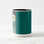 Art Coffee-Mok | Naar de maan vliegen Tweekleurige Koffiemok (Center)