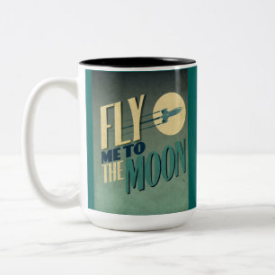 Art Coffee-Mok Naar de maan vliegen Tweekleurige Koffiemok