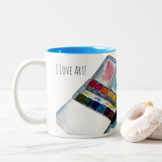 Art Coffee Mug Tweekleurige Koffiemok (Met donut)