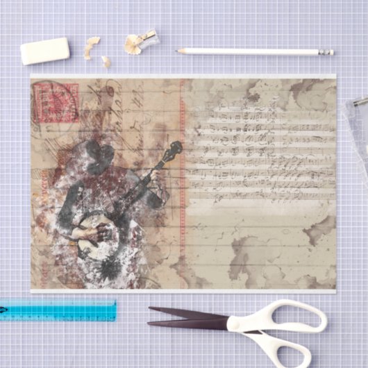 Art Collage Bango Music 31 Decoupage Tissuepapier (Craft)