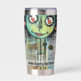 Art collage dame 10 geïsoleerde drinkbeker