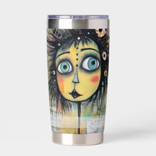 Art collage dame 12 geïsoleerde drinkbeker (Achterkant)