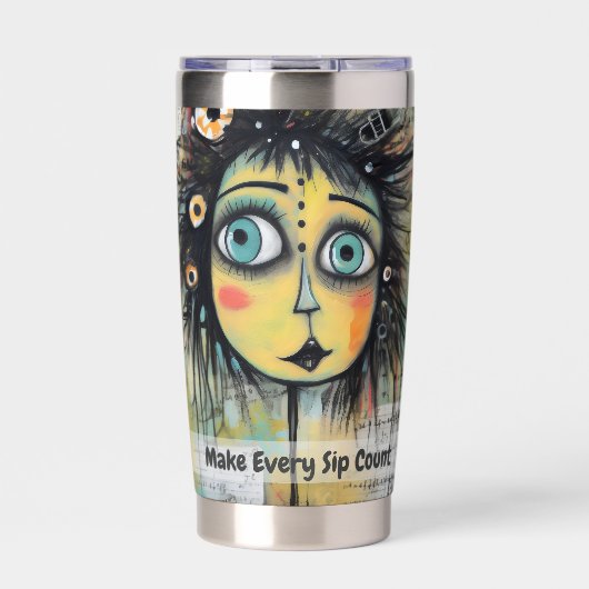 Art collage dame 12 geïsoleerde drinkbeker (Voorkant)