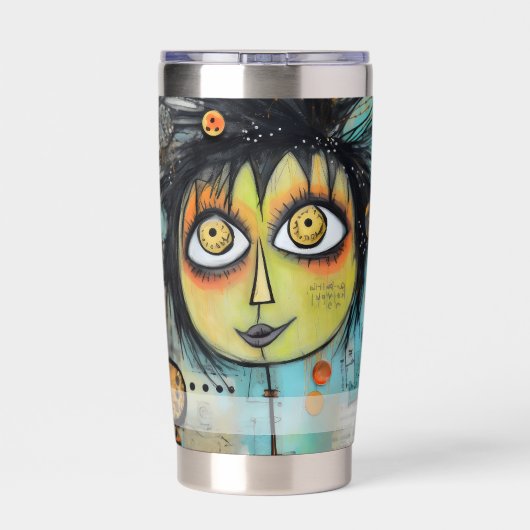 Art collage dame 3 geïsoleerde drinkbeker (Achterkant)