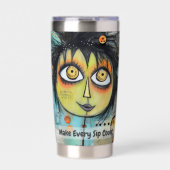 Art collage dame 3 geïsoleerde drinkbeker (Voorkant)