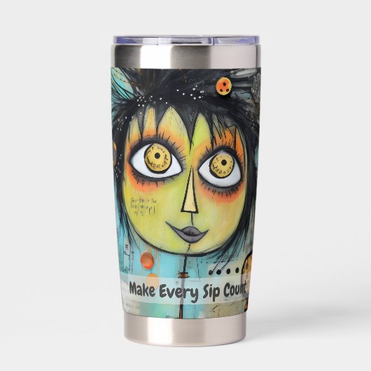 Art collage dame 3 geïsoleerde drinkbeker (Voorkant)