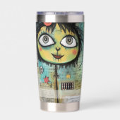 Art collage dame 4 geïsoleerde drinkbeker (Achterkant)