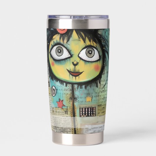 Art collage dame 4 geïsoleerde drinkbeker (Achterkant)