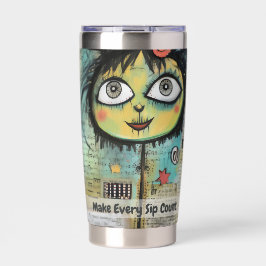 Art collage dame 4 geïsoleerde drinkbeker