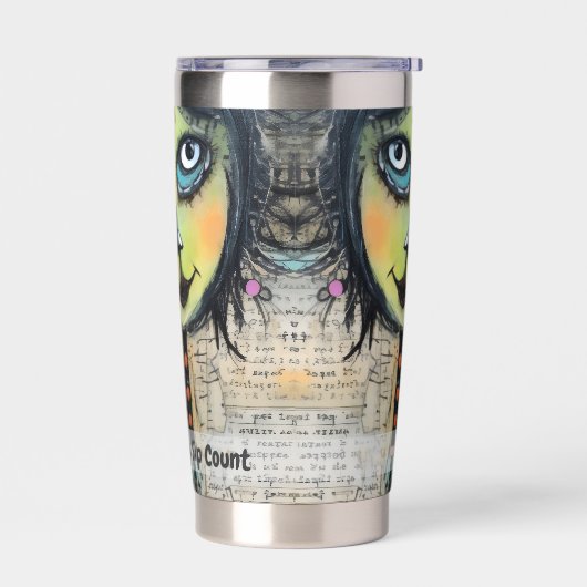 Art collage dame 5 geïsoleerde drinkbeker (Links)