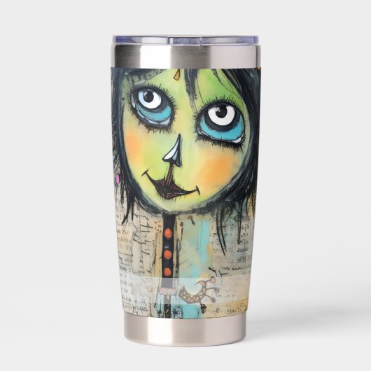 Art collage dame 5 geïsoleerde drinkbeker (Achterkant)