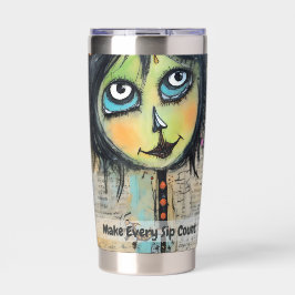 Art collage dame 5 geïsoleerde drinkbeker