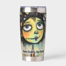 Art collage dame 6 geïsoleerde drinkbeker