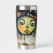 Art collage dame 7 geïsoleerde drinkbeker (Achterkant)