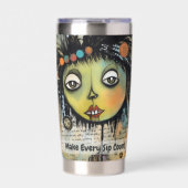 Art collage dame 7 geïsoleerde drinkbeker (Voorkant)