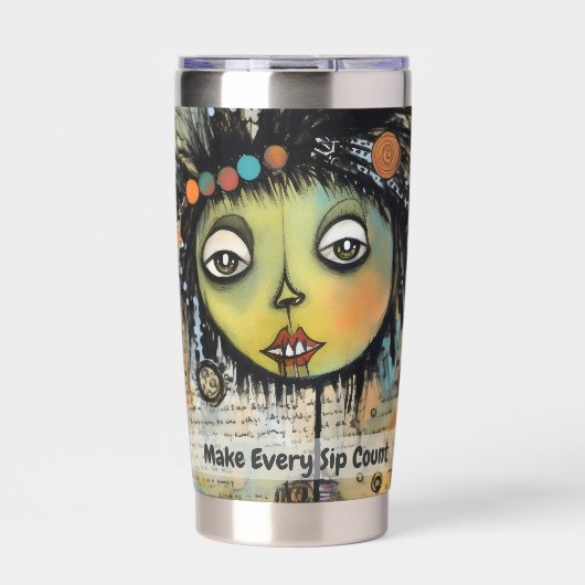 Art collage dame 7 geïsoleerde drinkbeker (Voorkant)