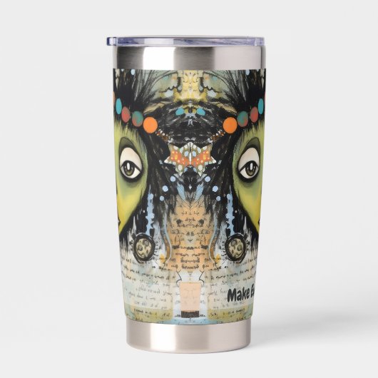 Art collage dame 7 geïsoleerde drinkbeker (Rechts)