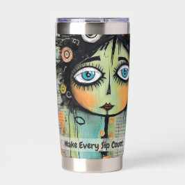 Art collage dame 8 geïsoleerde drinkbeker