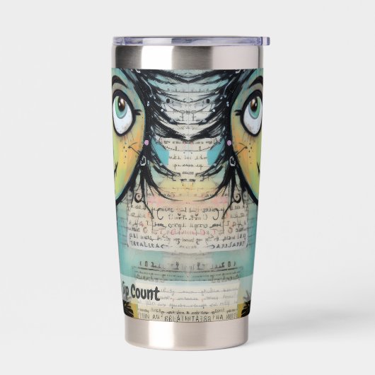 Art collage dame 9 geïsoleerde drinkbeker (Links)