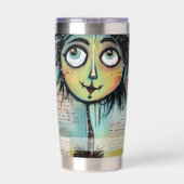 Art collage dame 9 geïsoleerde drinkbeker (Achterkant)