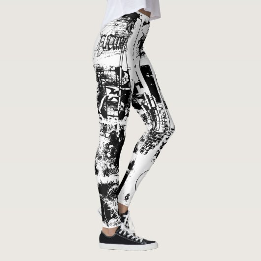 ART COLLAGE zwart-wit en uw ideeën Leggings (Rechts)