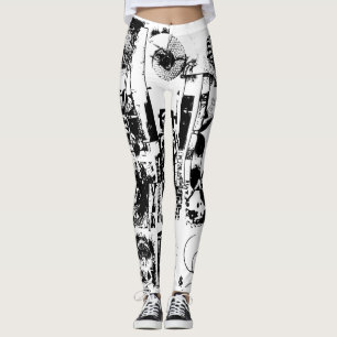 ART COLLAGE zwart-wit en uw ideeën Leggings