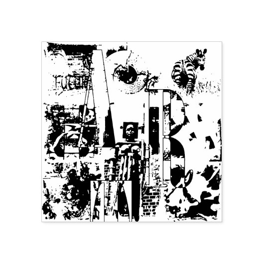 ART COLLAGE zwart-wit en uw ideeën Rubberstempel (Afrduk)