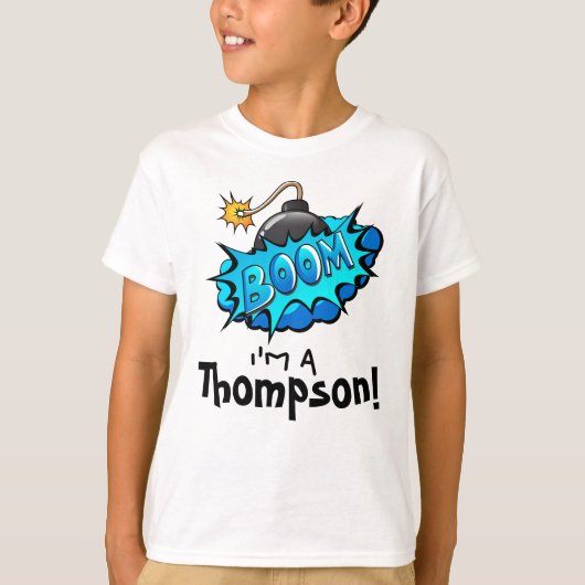 Art Comic Book Boom! T-shirt op dag van aanneming (Voorkant)