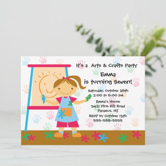 Art & Craft Birthday Party Kaart (Staand voorkant)