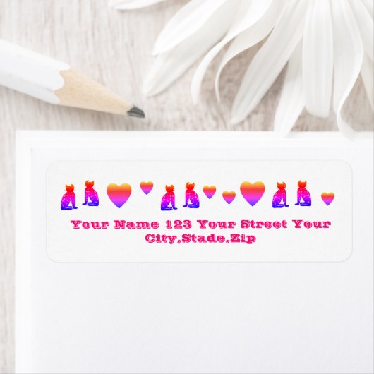 Art, Cute Cat Clipart, gepersonaliseerd Etiket (Insitu)