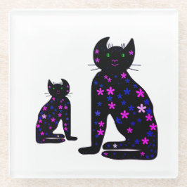 Art, Cute Cat Clipart Glazen Onderzetter
