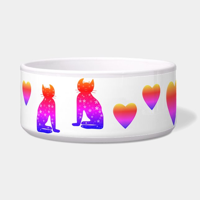 Art, Cute Cat Clipart Voerbakje (Voorkant)