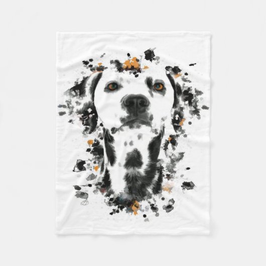 Art Dalmatiaanse Waterverf, Cute Dalmatian Dog Fac Fleece Deken (Voorkant)